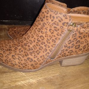 Animal Printed Low Heel Ankle Boots